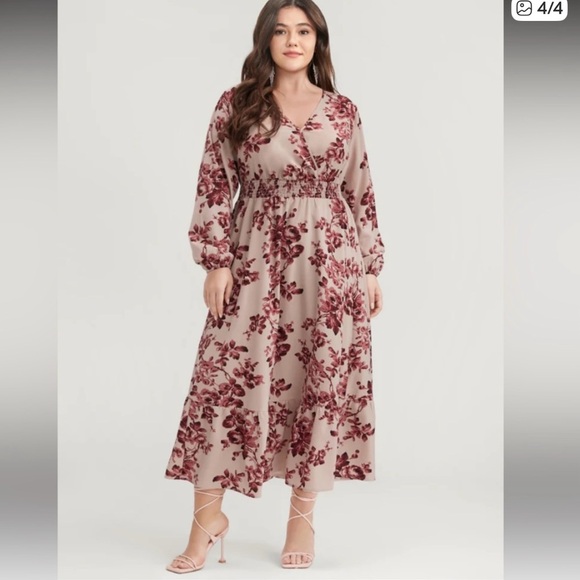 NWT Bloomchic Dress Pink Floral Long Sleeves 18/20 NWT - Picture 1 of 16